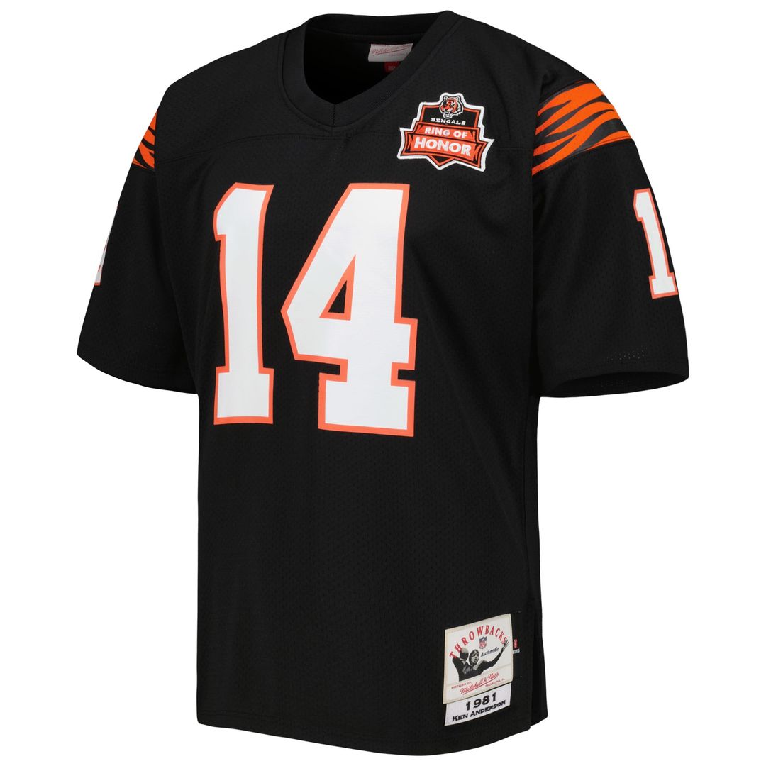 Men's Mitchell & Ness Cincinnati Bengals Ken Anderson Black 1981 Authentic Throwback Retired Player NFL Jersey