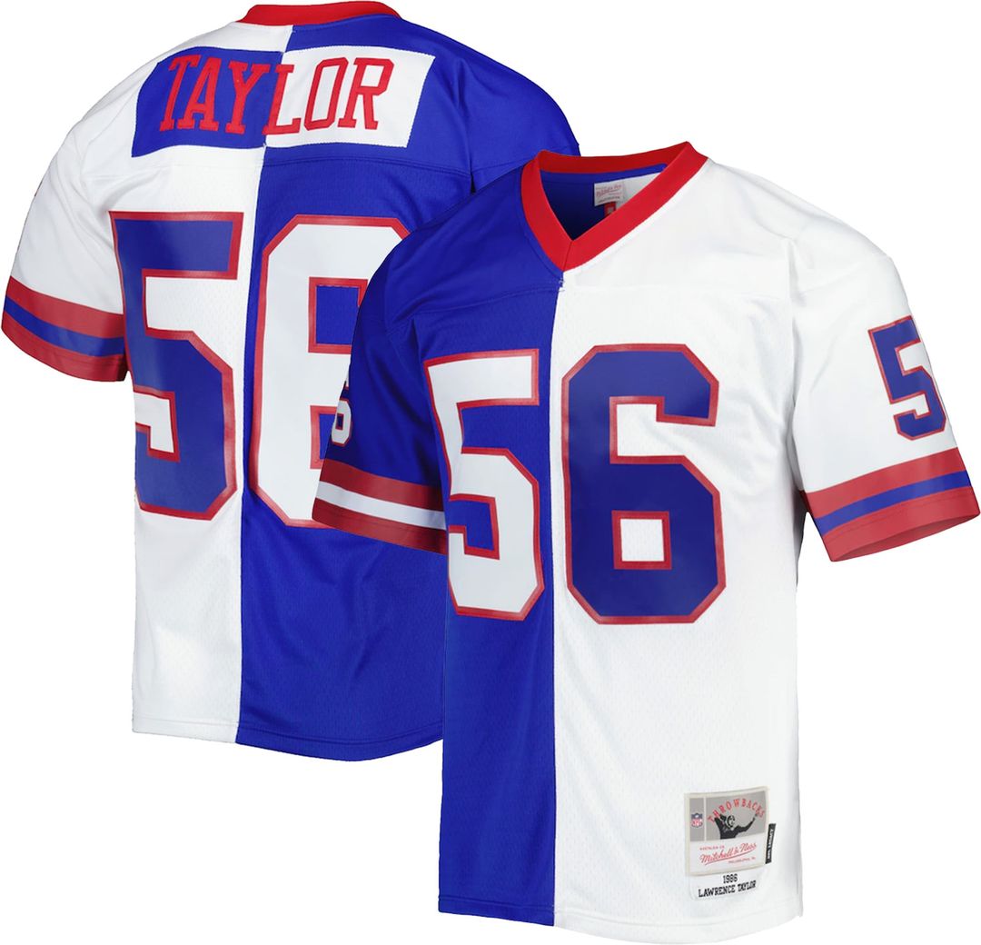 Men's Mitchell & Ness New York Giants Lawrence Taylor Royal/White 1986 Split Legacy Replica NFL Jersey