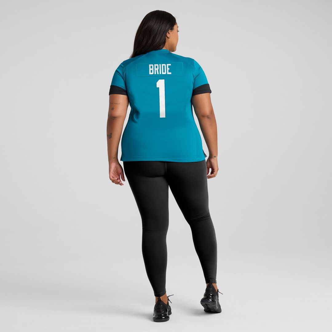 Women's Nike Jacksonville Jaguars Number 1 Bride Teal Game NFL Jersey