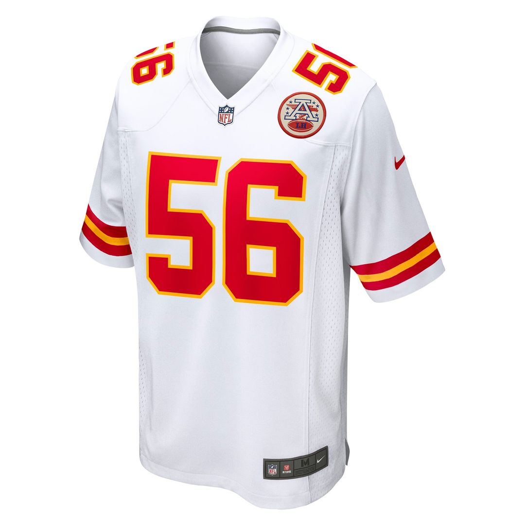 Men's Nike Kansas City Chiefs George Karlaftis White Away Game Player NFL Jersey