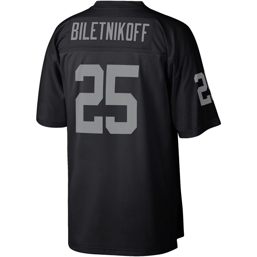 Men's Mitchell & Ness Las Vegas Raiders Fred Biletnikoff Black Legacy Replica NFL Jersey
