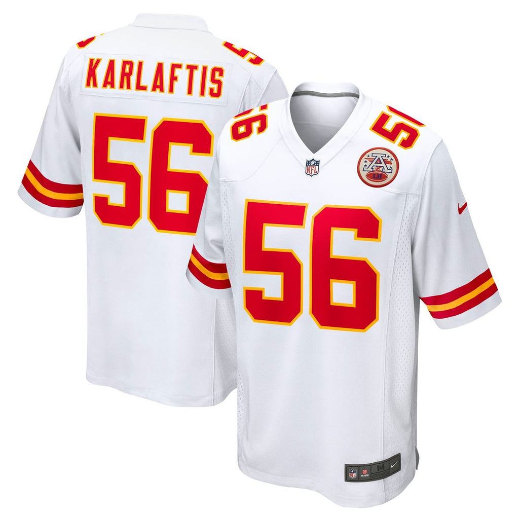 Men's Nike Kansas City Chiefs George Karlaftis White Away Game Player NFL Jersey