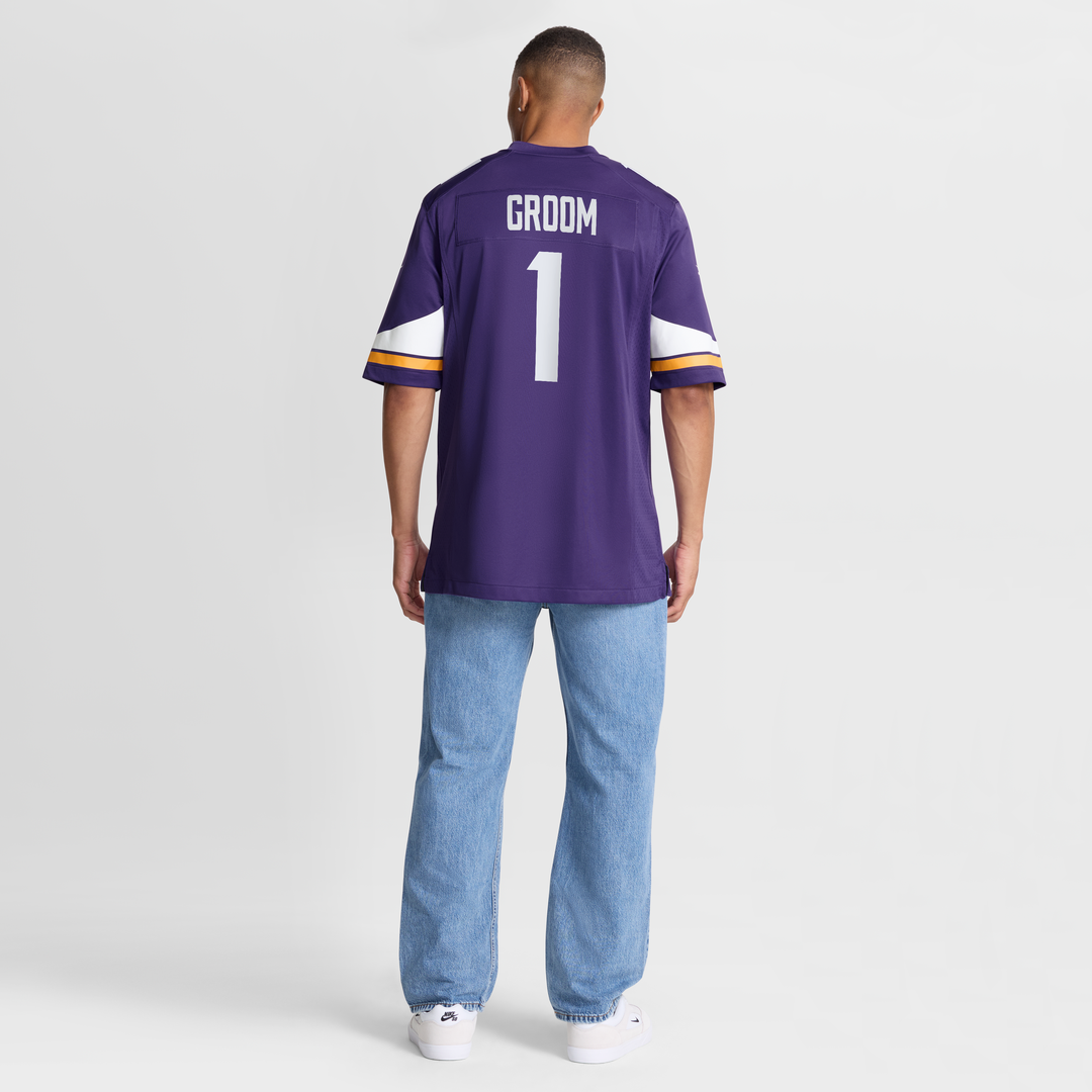 Men's Nike Minnesota Vikings Number 1 Groom Purple Game NFL Jersey