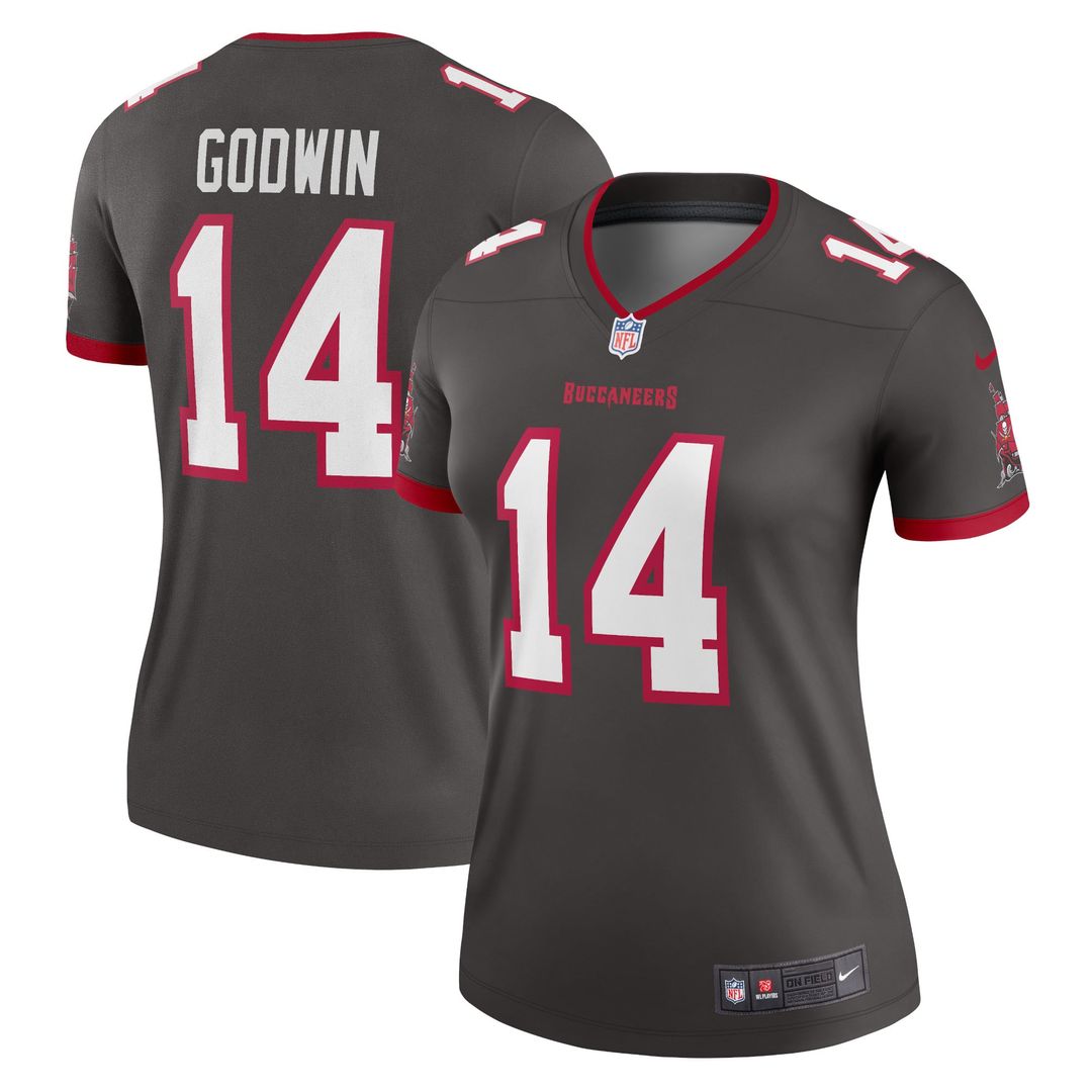 Women's Nike Tampa Bay Buccaneers Chris Godwin Pewter Alternate Legend Player NFL Performance Top