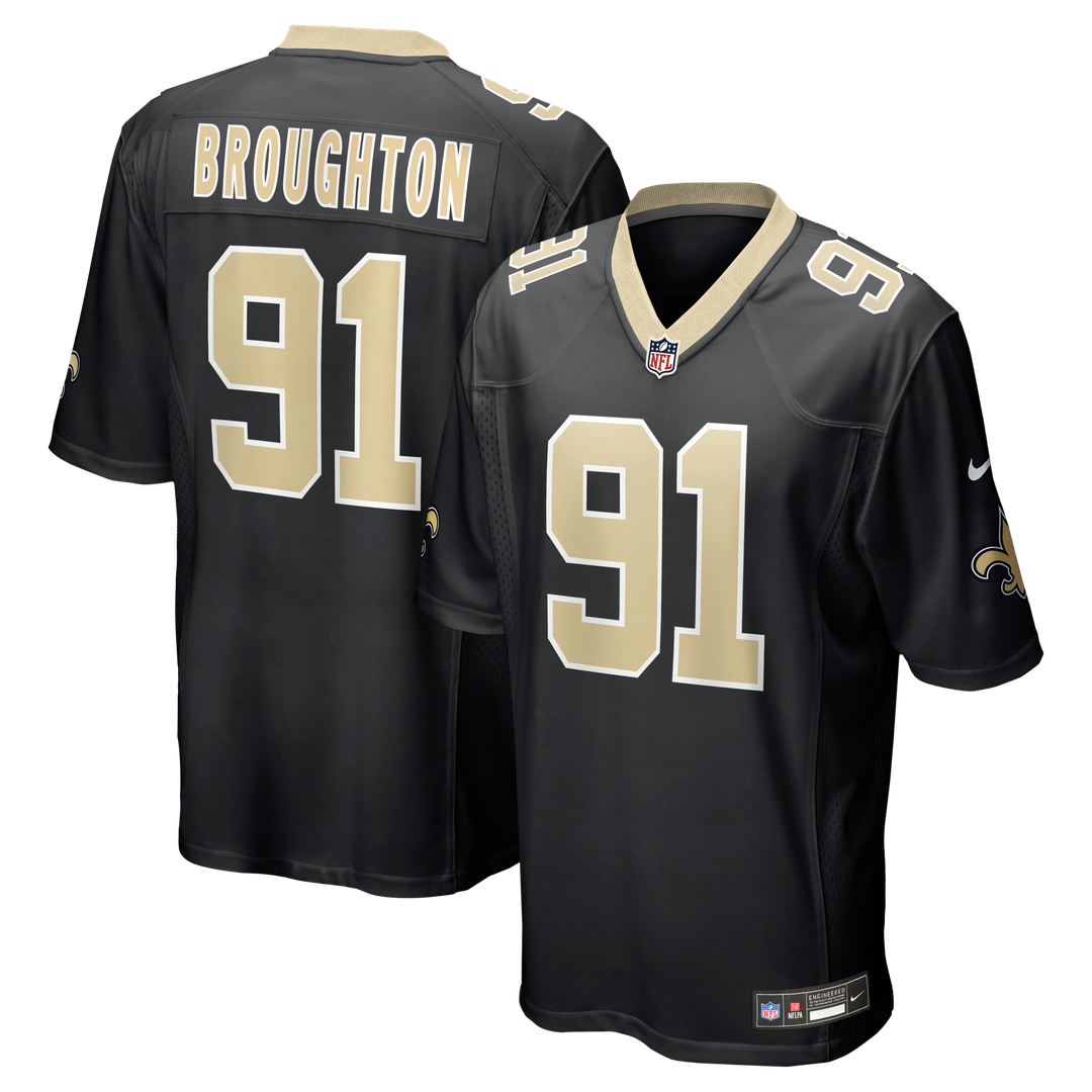 Men's Nike New Orleans Saints Vernon Broughton Black Team Game NFL Jersey