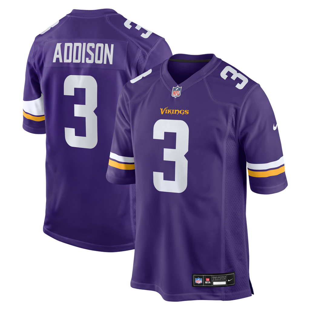 Men's Nike Minnesota Vikings Jordan Addison Purple Game NFL Jersey