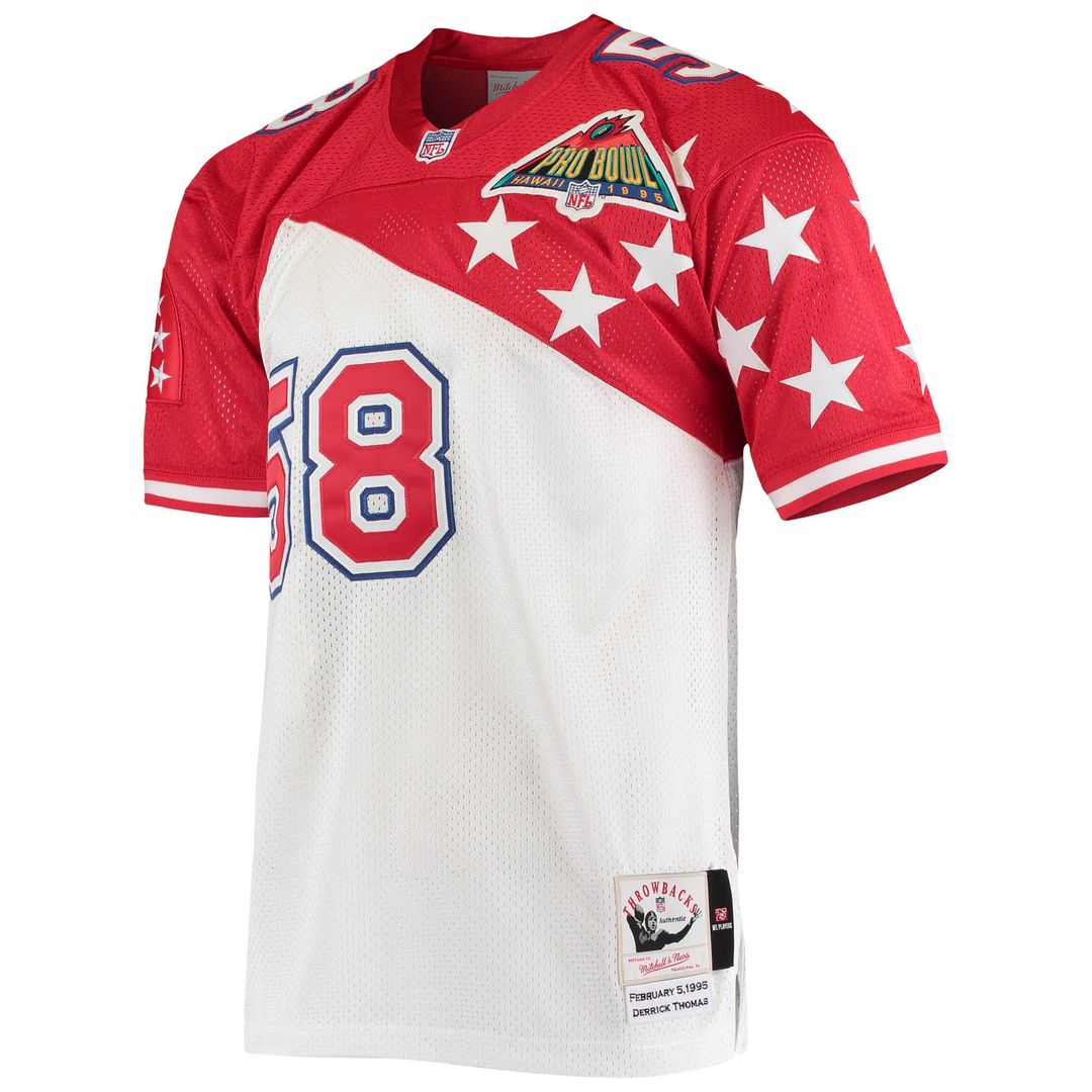 Men's Mitchell & Ness Kansas City Chiefs White/Red Derrick Thomas AFC 1995 Pro Bowl Authentic NFL Jersey
