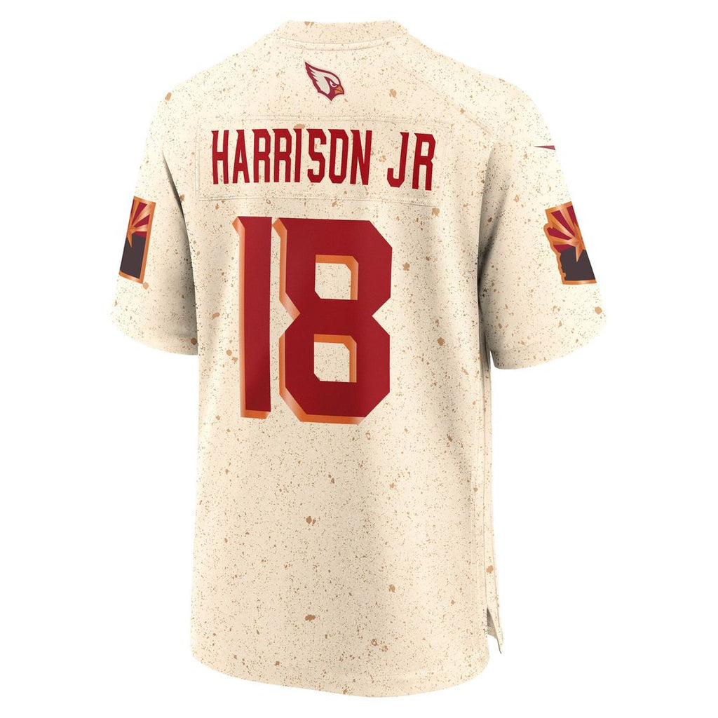 Men's Nike Arizona Cardinals Marvin Harrison Jr. Natural 2025 Rivalries Collection Game NFL Jersey