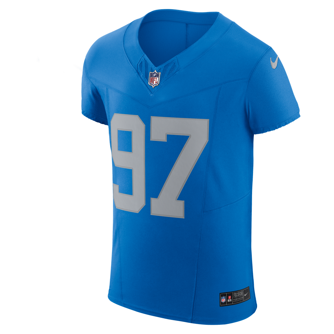 Men's Nike Detroit Lions Aidan Hutchinson Blue Alternate Vapor F.U.S.E. Elite NFL Jersey