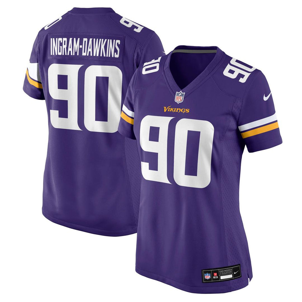 Women's Nike Minnesota Vikings Tyrion Ingram-Dawkins Purple Team Game NFL Jersey