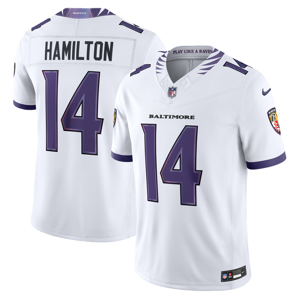 Men's Nike Baltimore Ravens Kyle Hamilton White Vapor F.U.S.E. Stitched Limited NFL Jersey