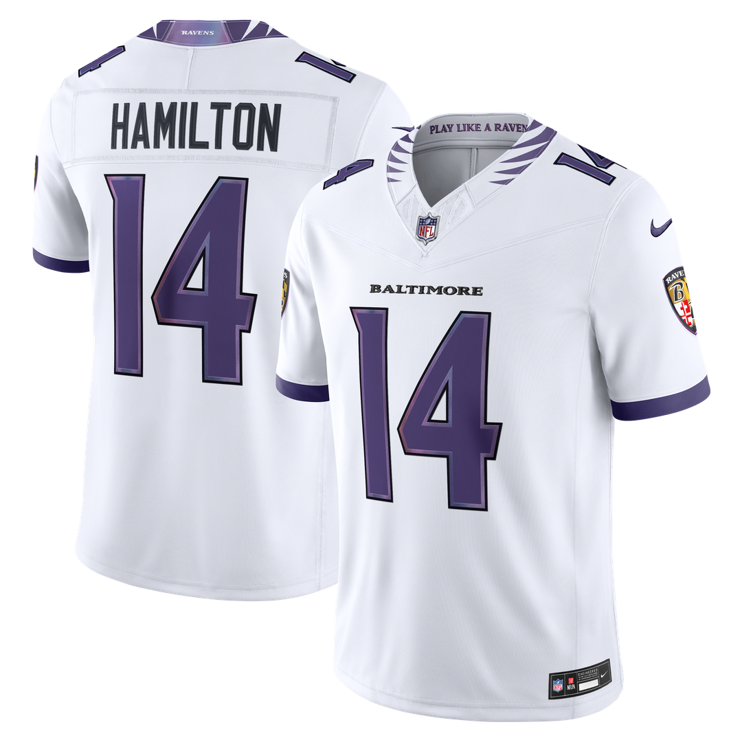 Men's Nike Baltimore Ravens Kyle Hamilton White Vapor F.U.S.E. Stitched Limited NFL Jersey