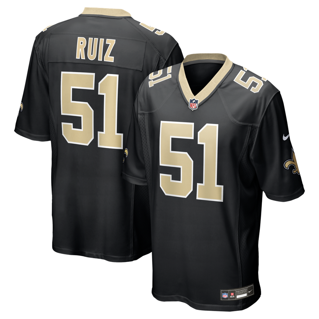 Men's Nike New Orleans Saints Cesar Ruiz Black Player Game NFL Jersey