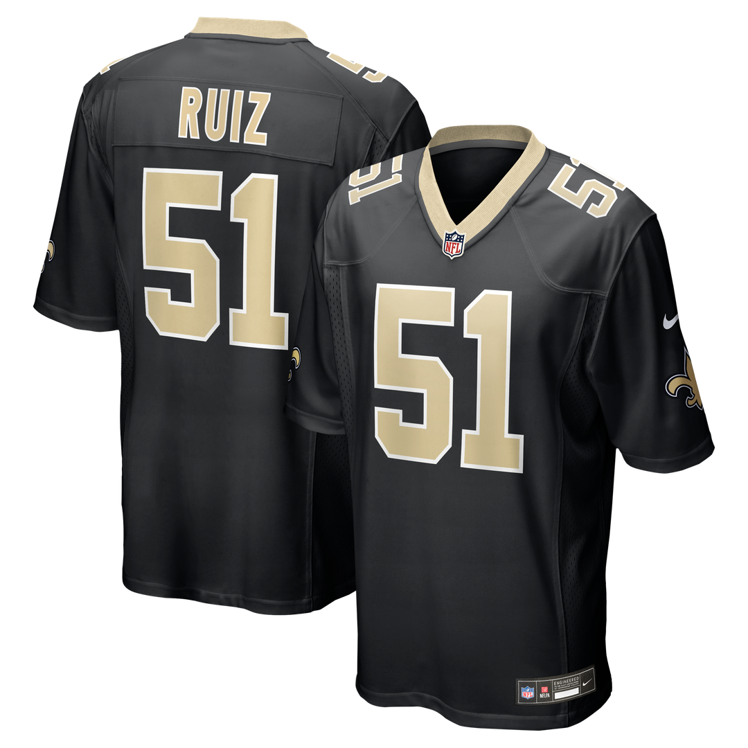 Men's Nike New Orleans Saints Cesar Ruiz Black Player Game NFL Jersey