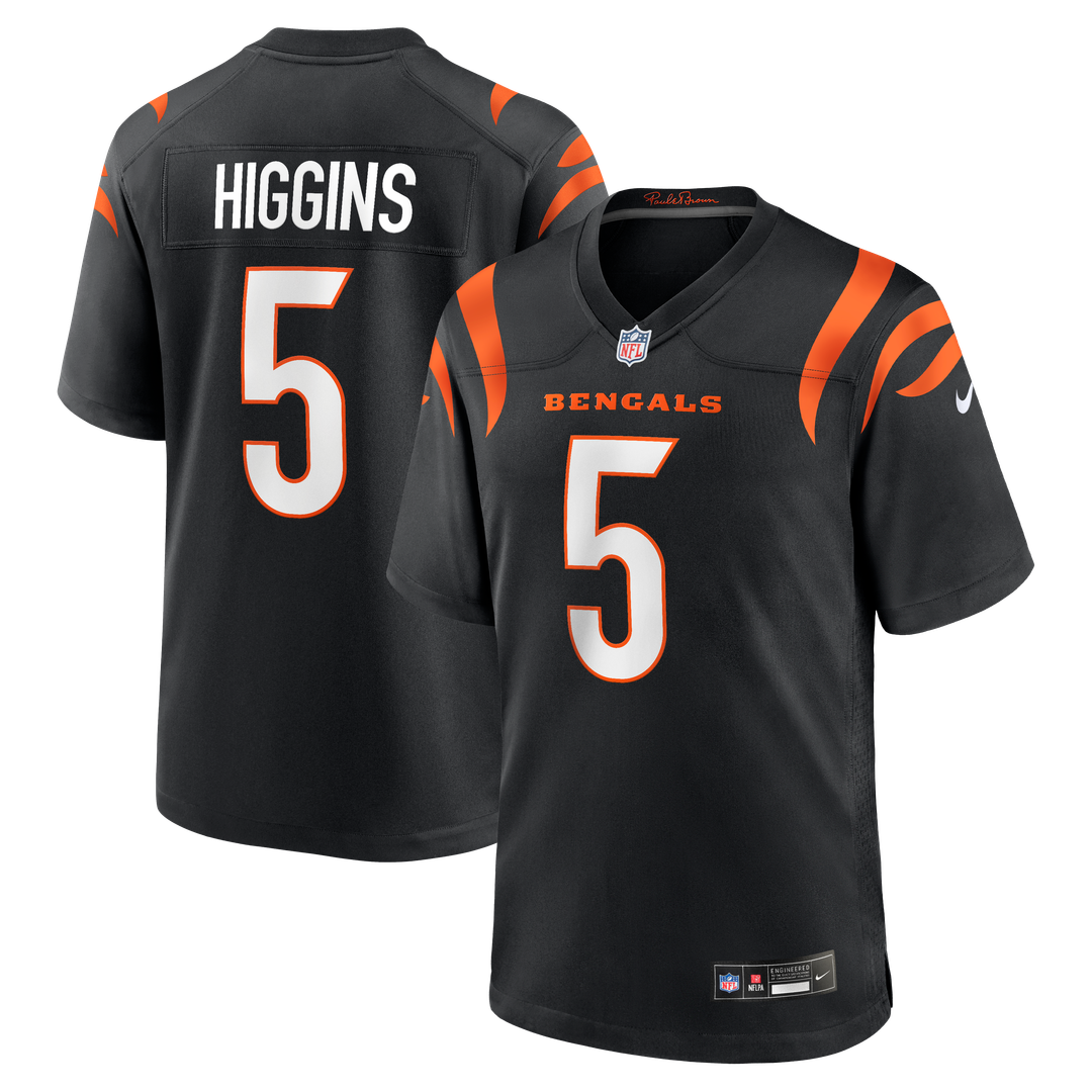 Men's Nike Cincinnati Bengals Tee Higgins Black Game Player NFL Jersey