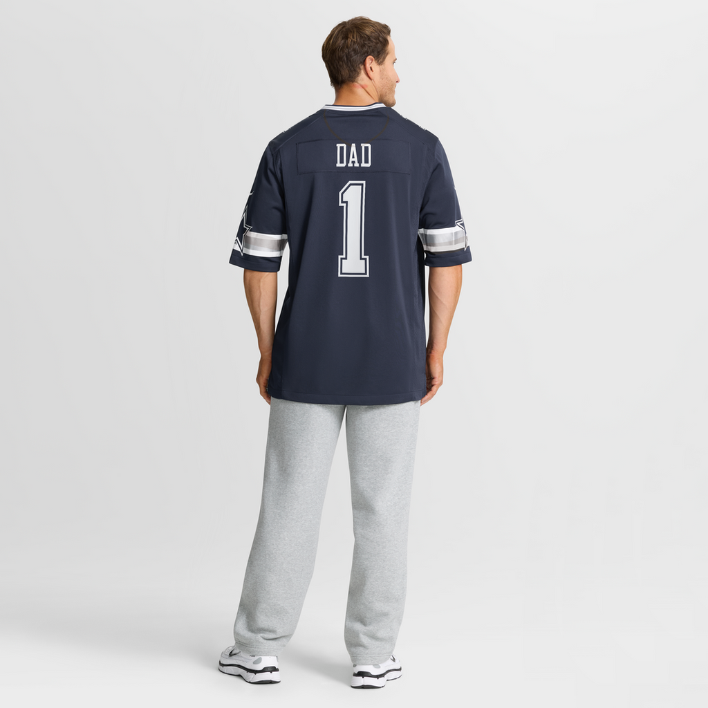 Men's Nike Dallas Cowboys Number 1 Dad Navy Game NFL Jersey