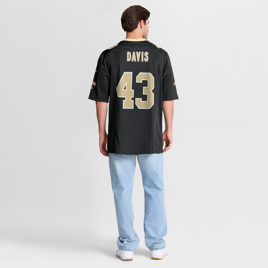 Men's Nike New Orleans Saints Michael Davis Black Team Game NFL Jersey