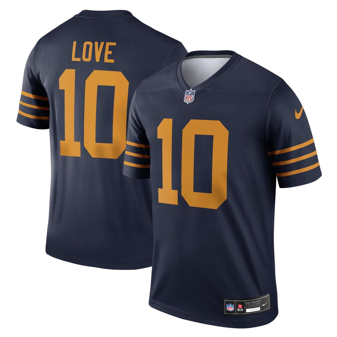 Men's Nike Green Bay Packers Jordan Love Navy The 1923 Classic Legend Player Dri-FIT Top NFL Jersey