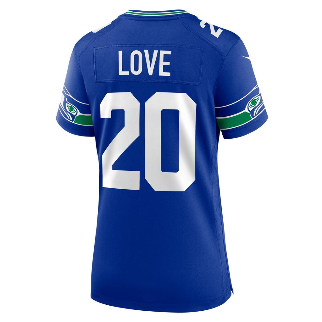 Women's Nike Seattle Seahawks Julian Love Royal Throwback Player Game NFL Jersey