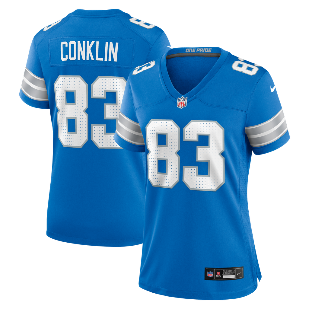 Women's Nike Detroit Lions Tyler Conklin Blue Team Game NFL Jersey