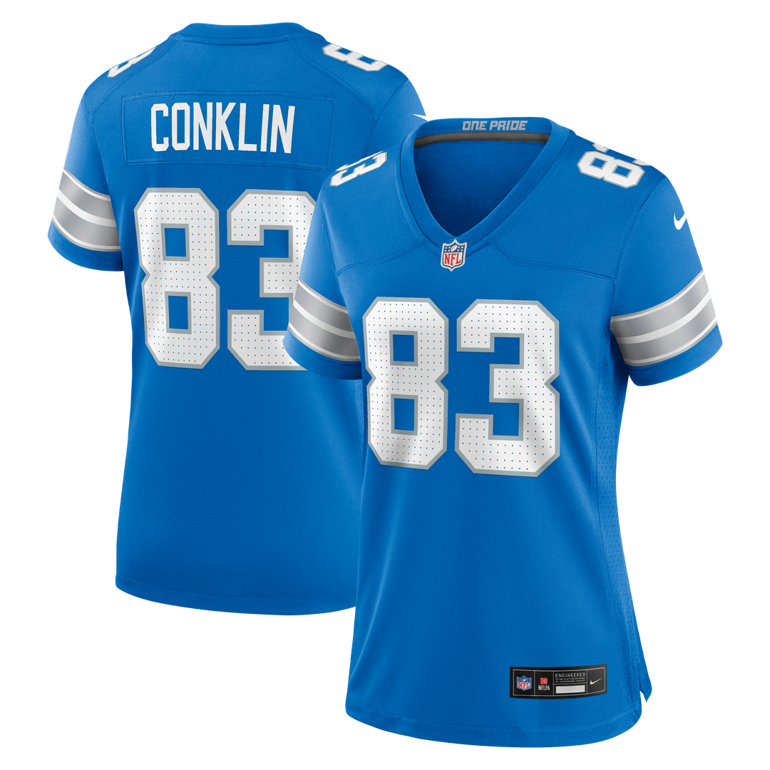Women's Nike Detroit Lions Tyler Conklin Blue Team Game NFL Jersey