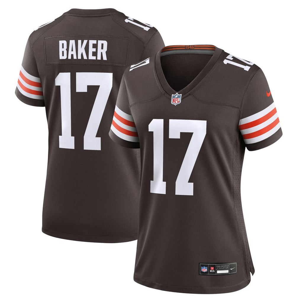 Women's Nike Cleveland Browns Jerome Baker Brown Team Game NFL Jersey
