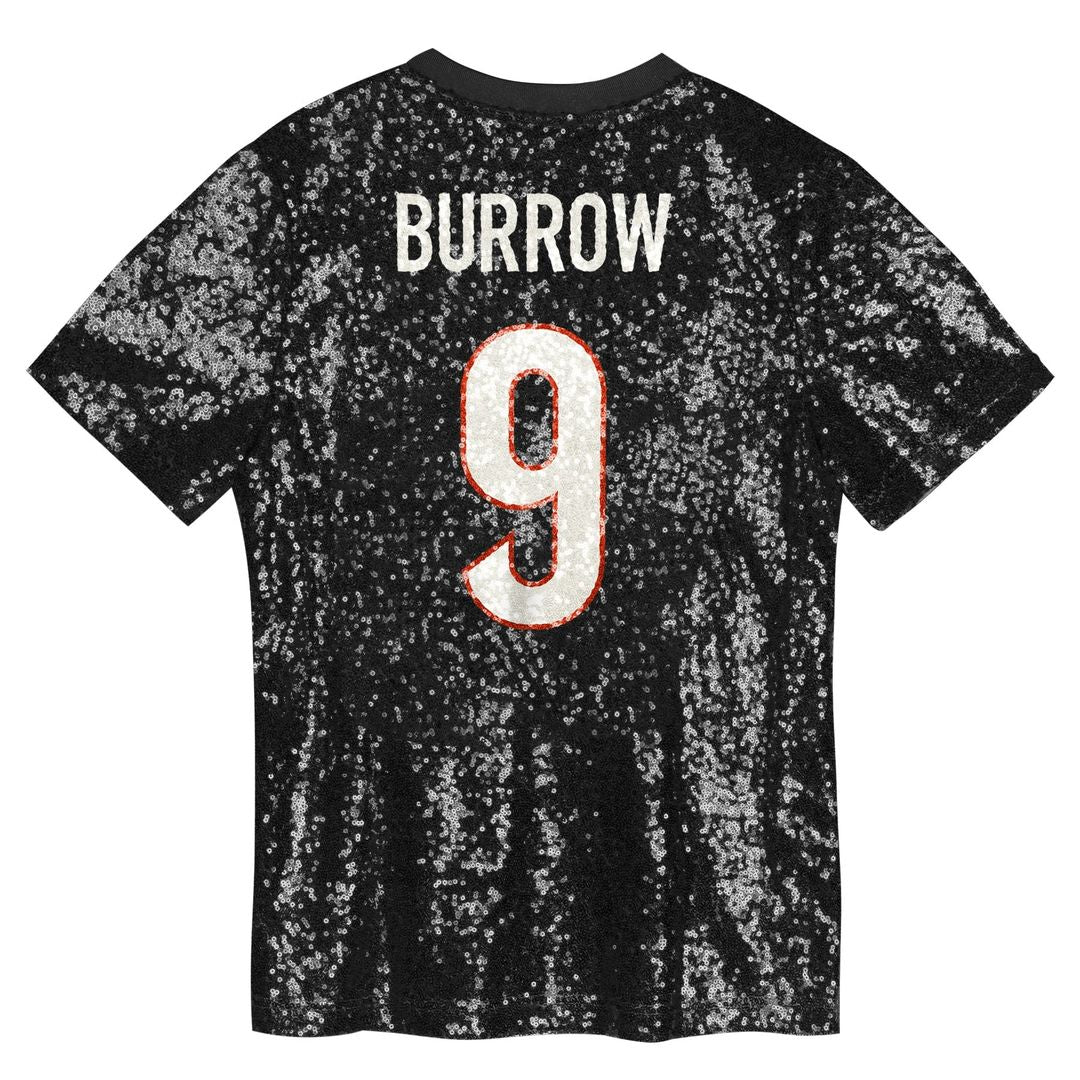 Women's Cincinnati Bengals Joe Burrow Black Player Name & Number V-Neck Fashion NFL Jersey