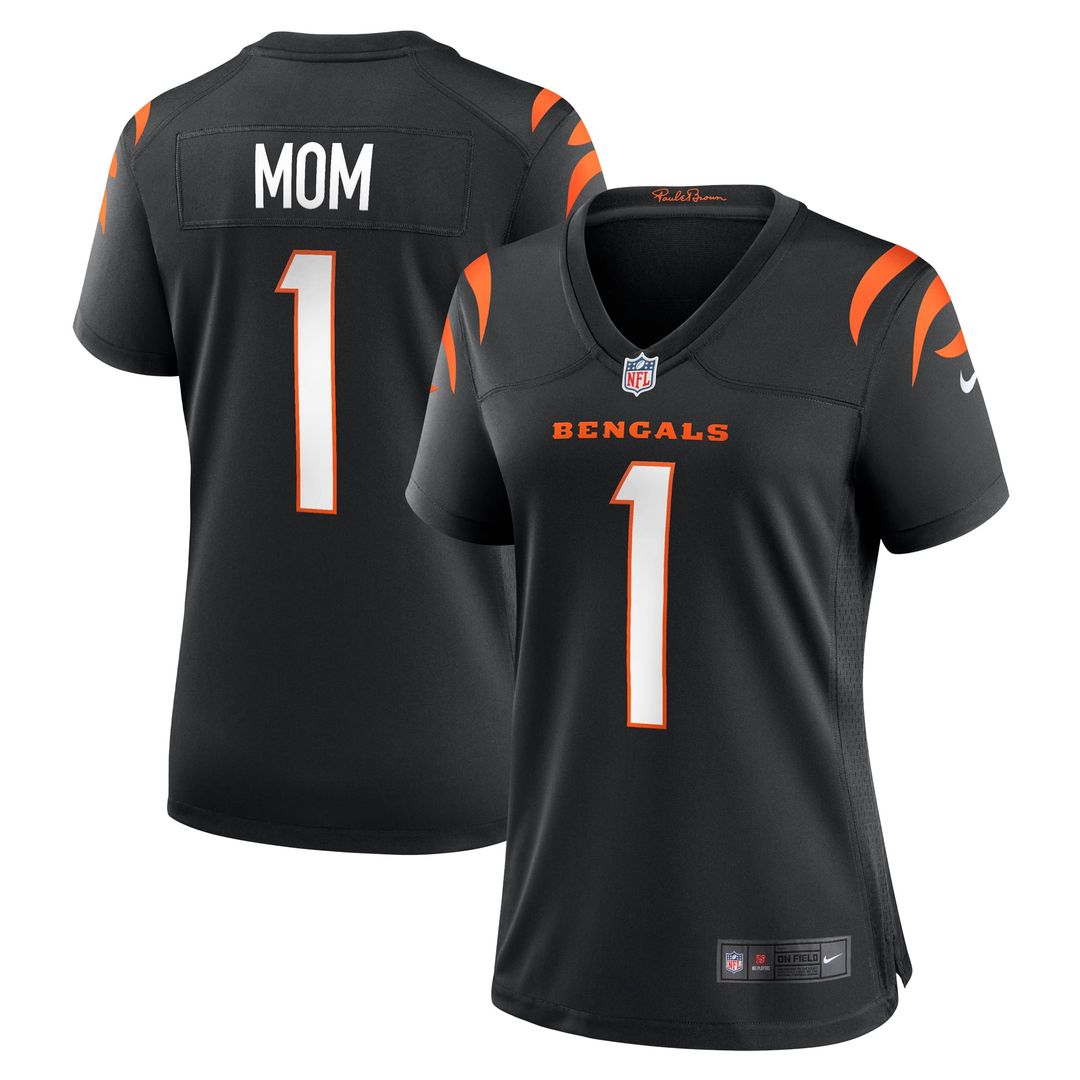 Women's Nike Cincinnati Bengals Number 1 Mom Black Game NFL Jersey
