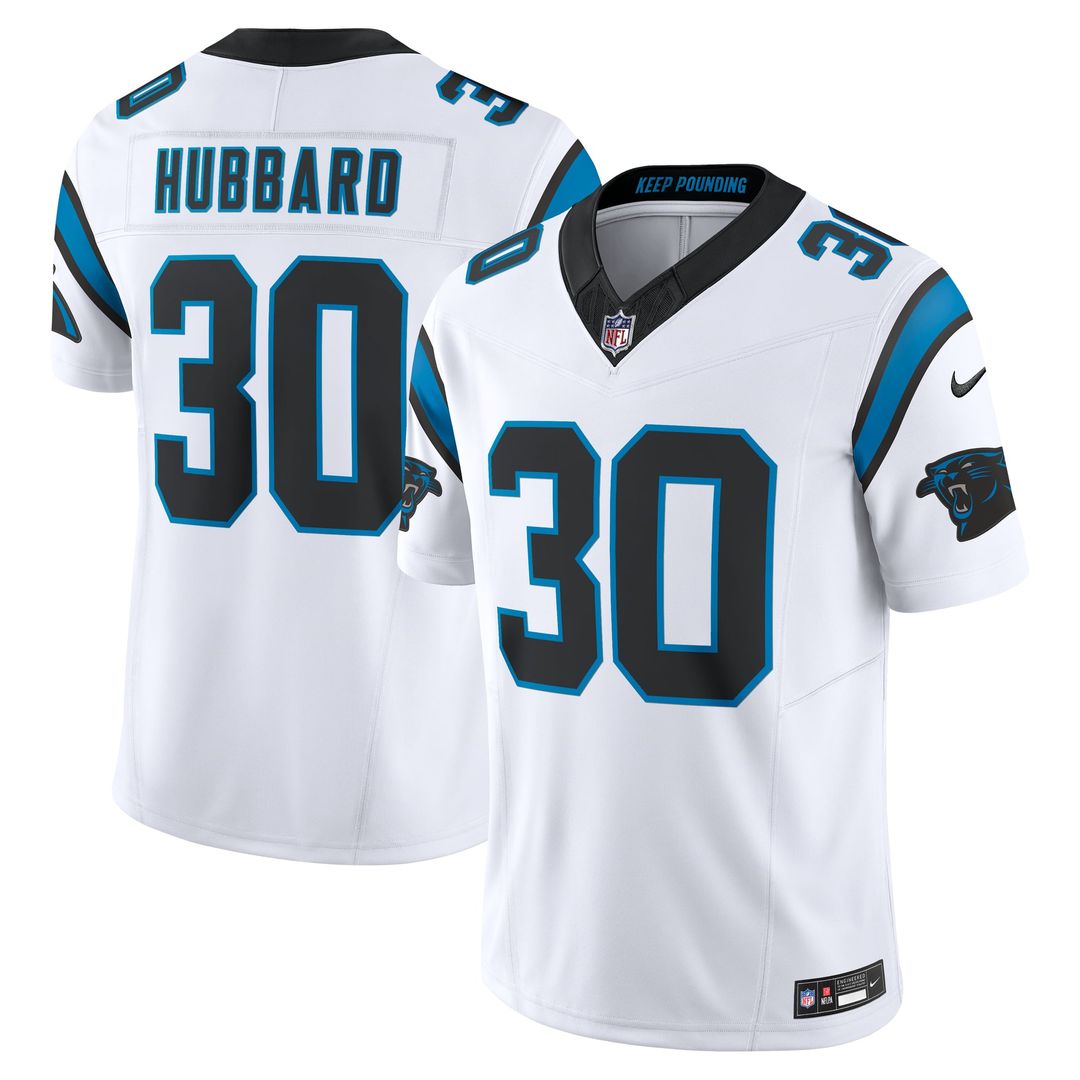 Men's Nike Carolina Panthers Chuba Hubbard White Vapor F.U.S.E. Limited NFL Jersey