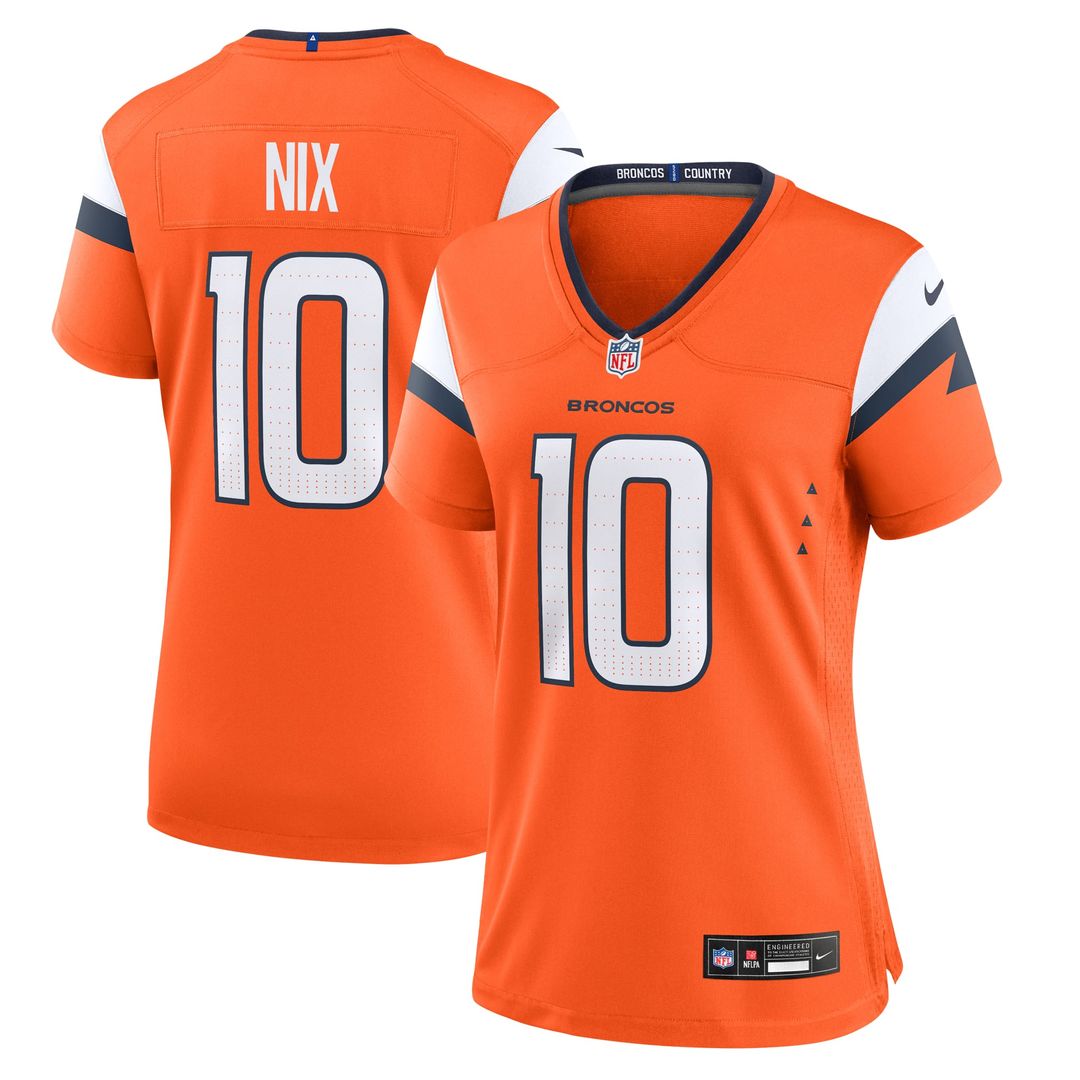 Women's Nike Denver Broncos Bo Nix Orange Game NFL Jersey