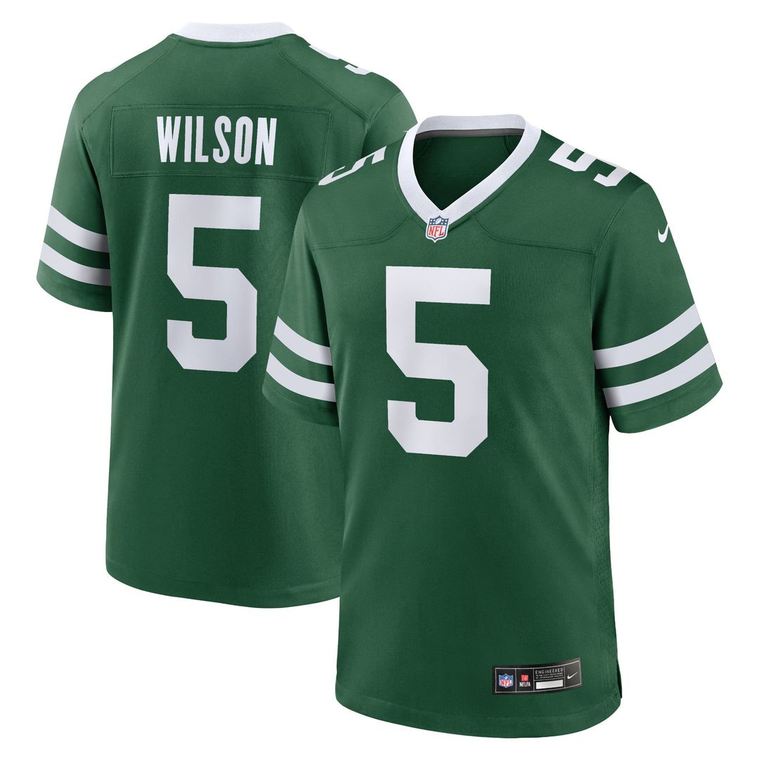 Men's Nike New York Jets Garrett Wilson Legacy Green Game NFL Jersey