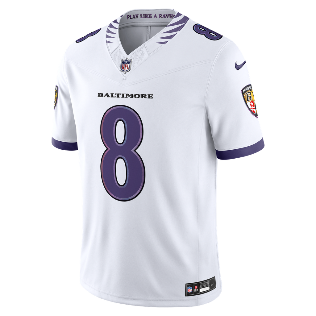 Men's Nike Baltimore Ravens Lamar Jackson White Vapor F.U.S.E. Stitched Limited NFL Jersey
