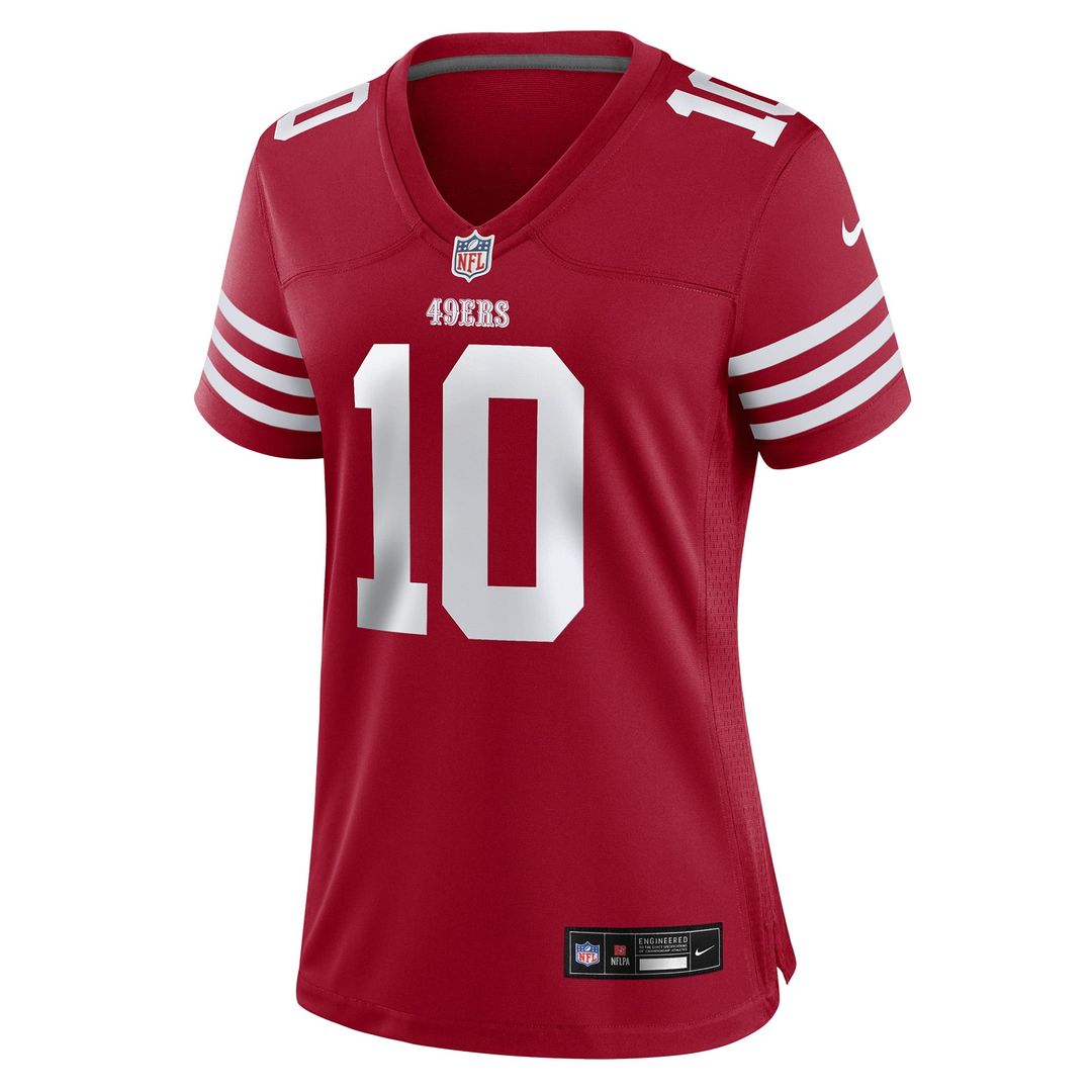 Women's Nike San Francisco 49ers Mac Jones Scarlet Team Game NFL Jersey