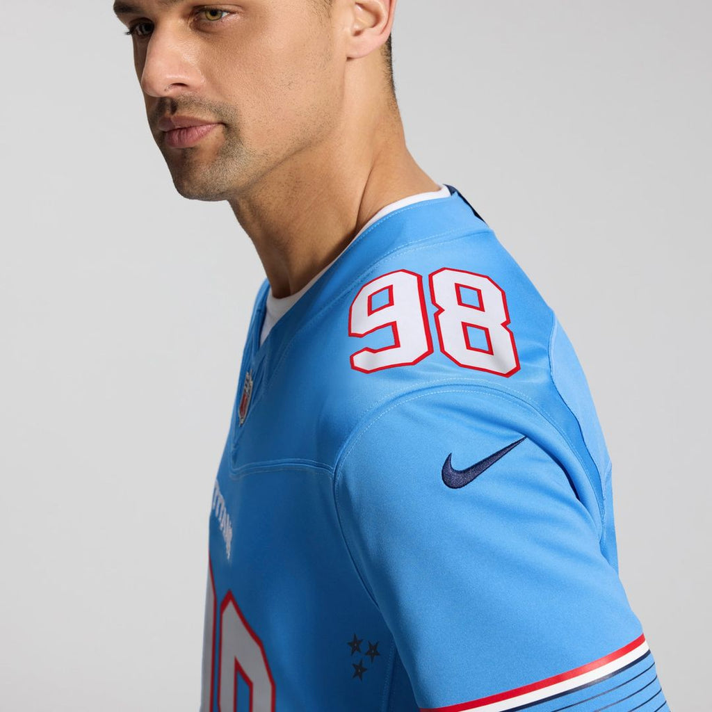 Men's Nike Tennessee Titans Jeffery Simmons Light Blue Vapor F.U.S.E. Sewn Down Limited NFL Jersey