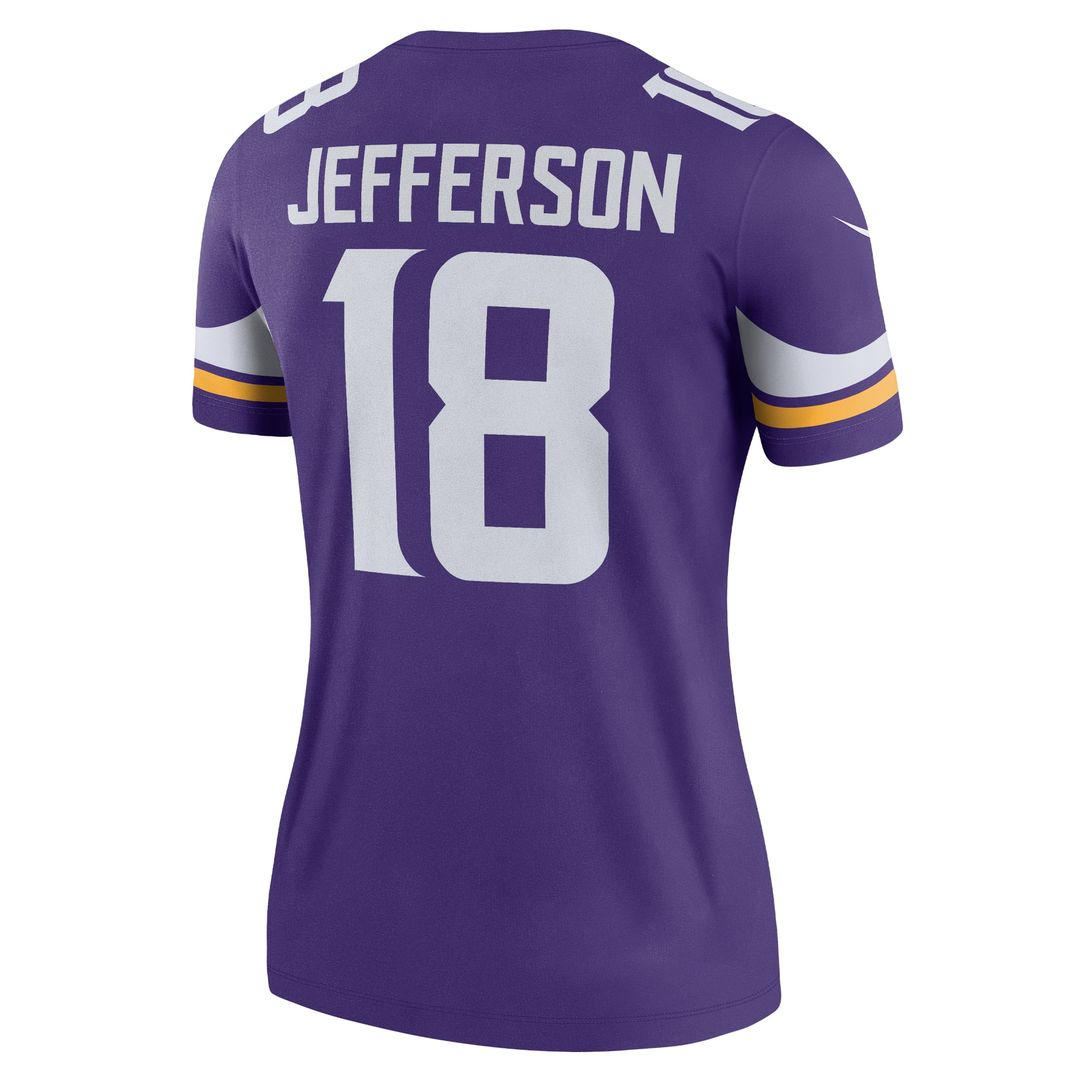 Women's Nike Minnesota Vikings Justin Jefferson Purple Legend Player NFL Performance Top