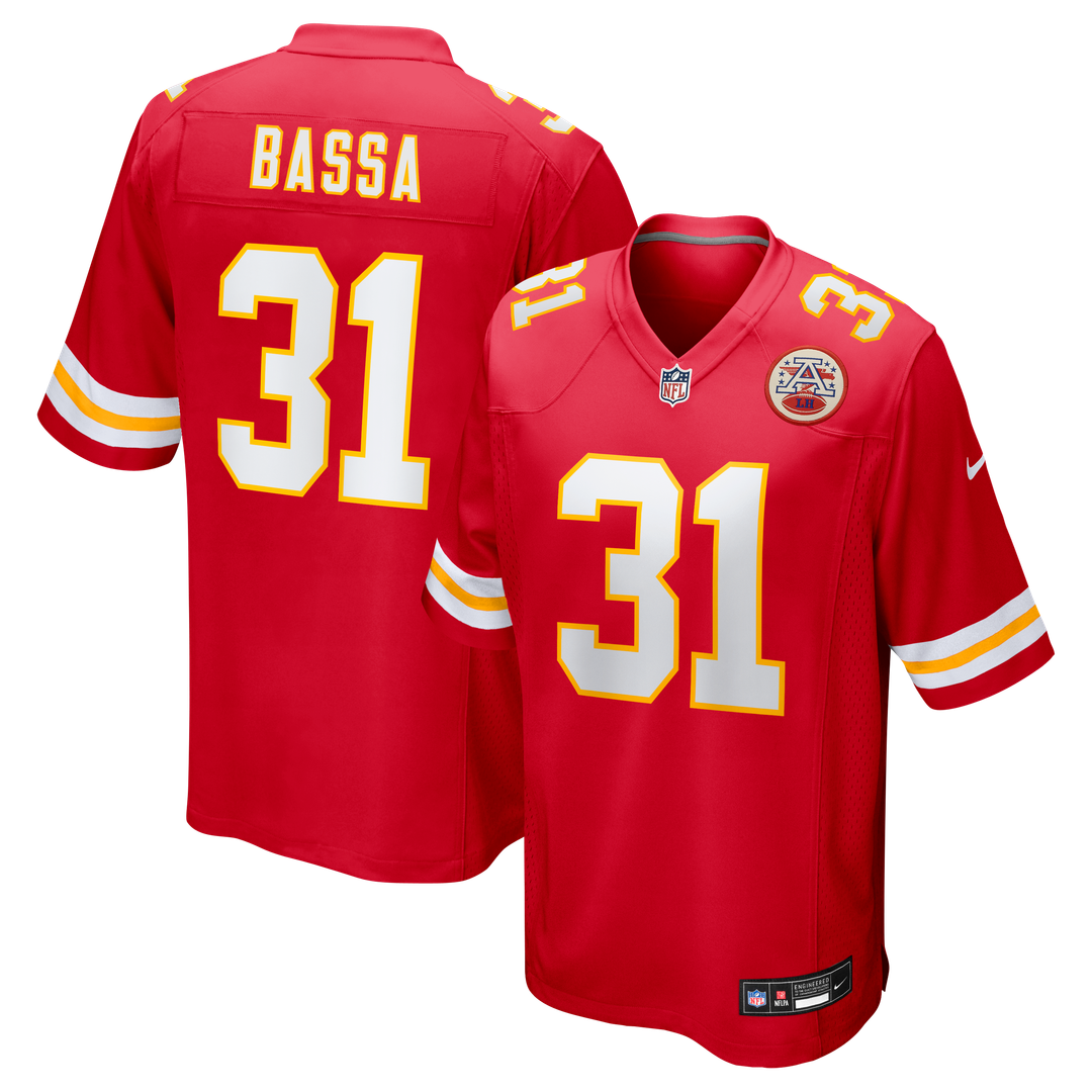 Men's Nike Kansas City Chiefs Jeffrey Bassa Red Team Game NFL Jersey