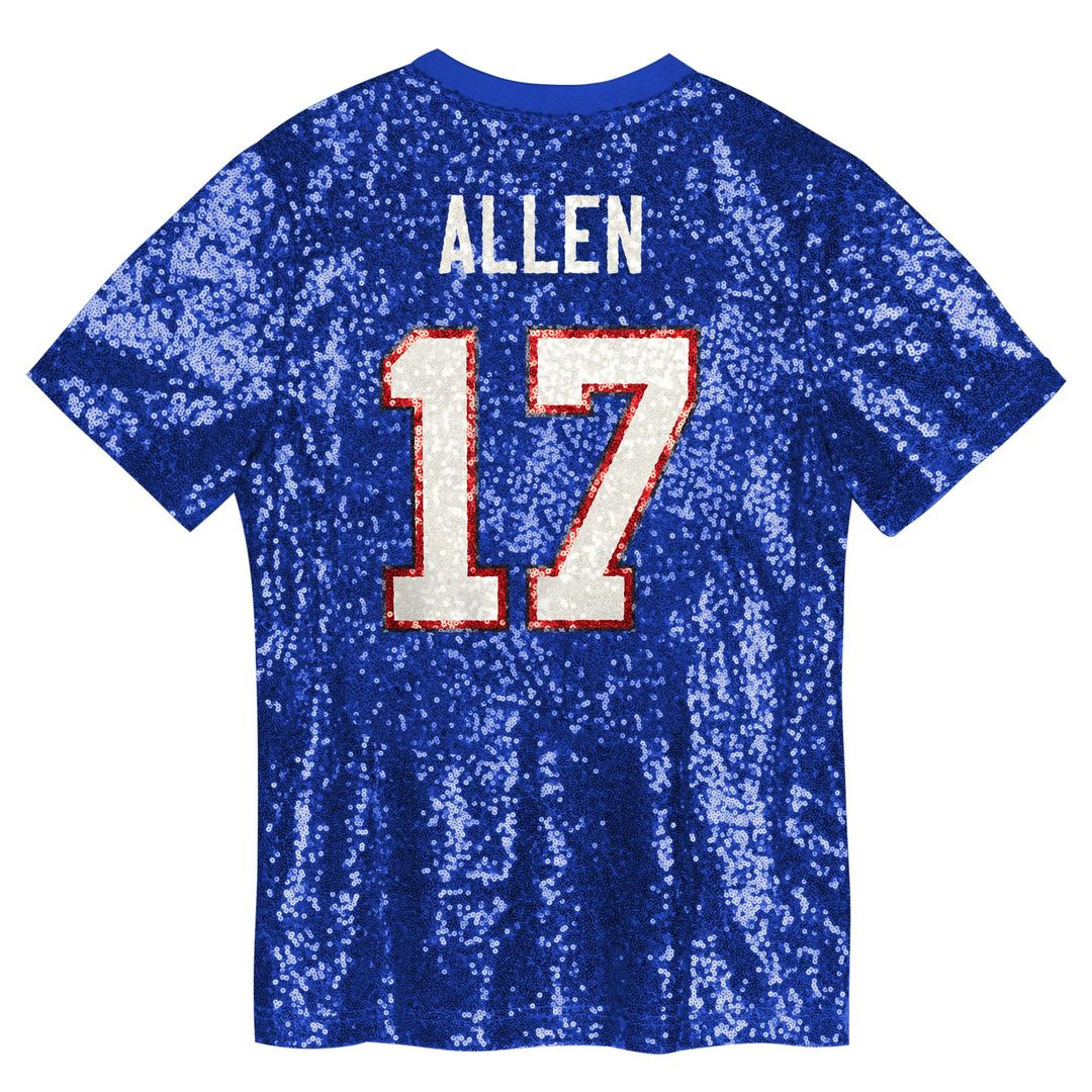 Girls' Youth Buffalo Bills Josh Allen Royal Sequin V-Neck Fashion NFL Jersey