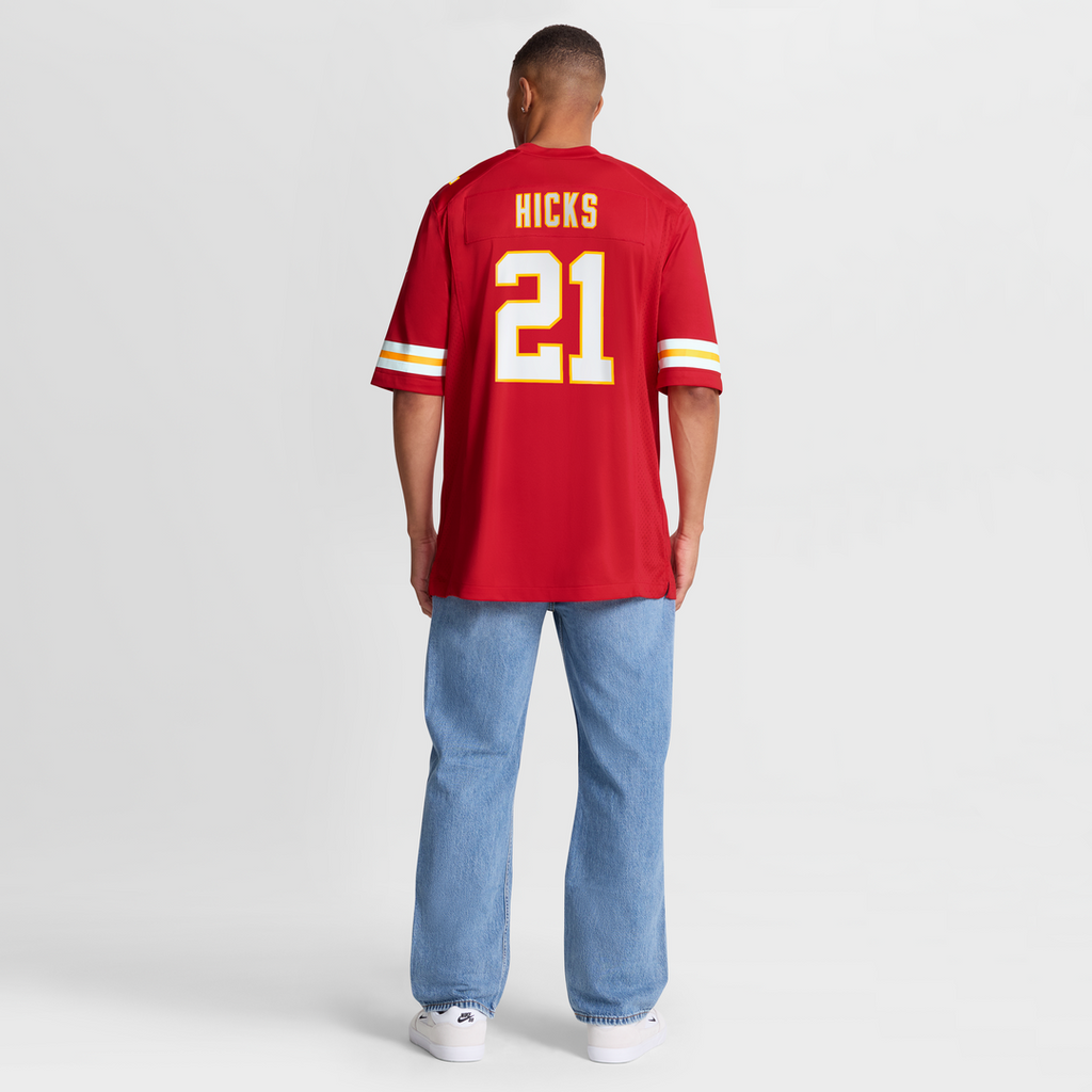 Men's Nike Kansas City Chiefs Jaden Hicks Red Game NFL Jersey
