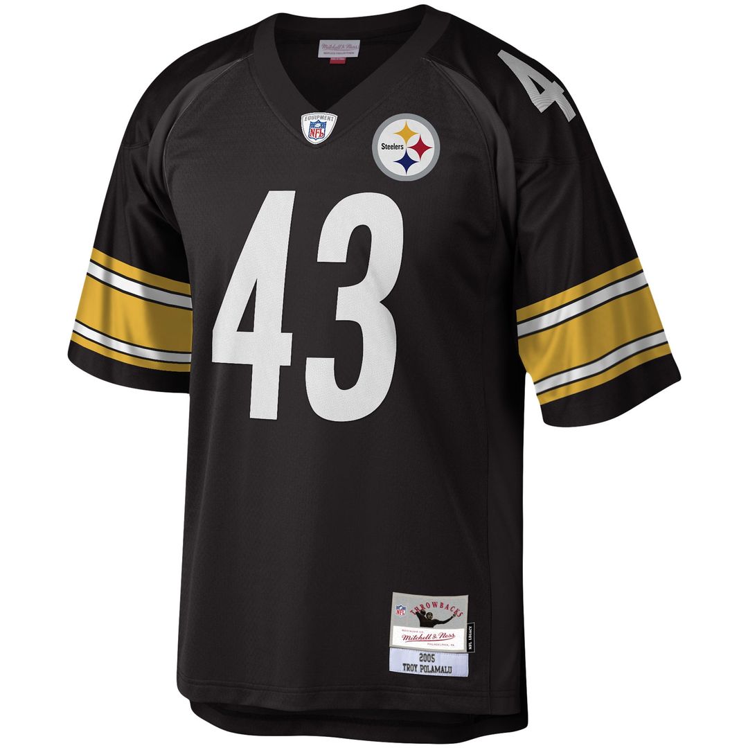 Men's Mitchell & Ness Pittsburgh Steelers Troy Polamalu Black Legacy Replica NFL Jersey