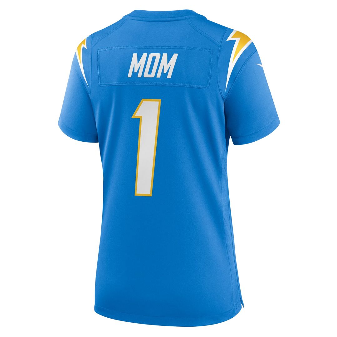 Women's Nike Los Angeles Chargers Number 1 Mom Powder Blue Game NFL Jersey