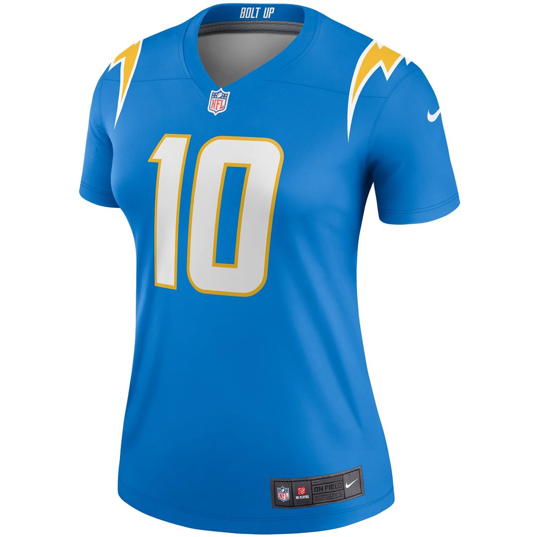 Women's Nike Los Angeles Chargers Justin Herbert Powder Blue Legend Player NFL Performance Top