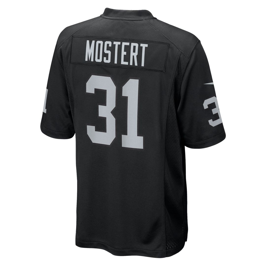 Men's Nike Las Vegas Raiders Raheem Mostert Black Team Game NFL Jersey