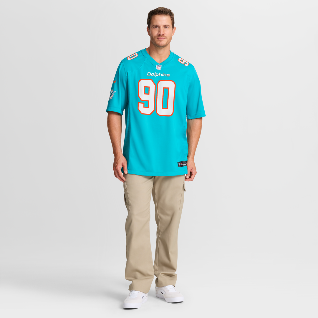 Men's Nike Miami Dolphins Kenneth Grant Aqua Team Game NFL Jersey