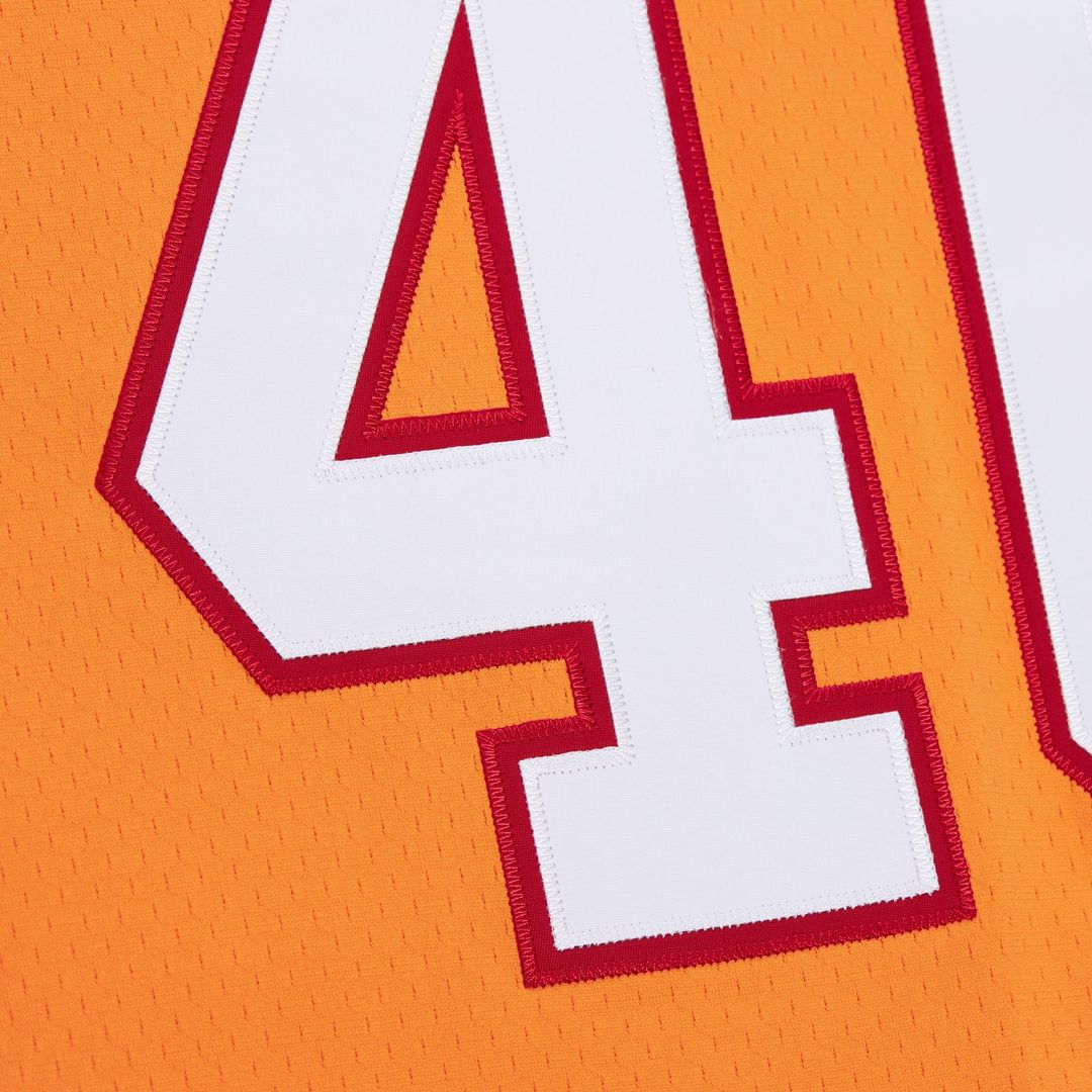 Men's Mitchell & Ness Tampa Bay Buccaneers Mike Alstott Orange Player Name & Number Hoodie Legacy NFL Jersey