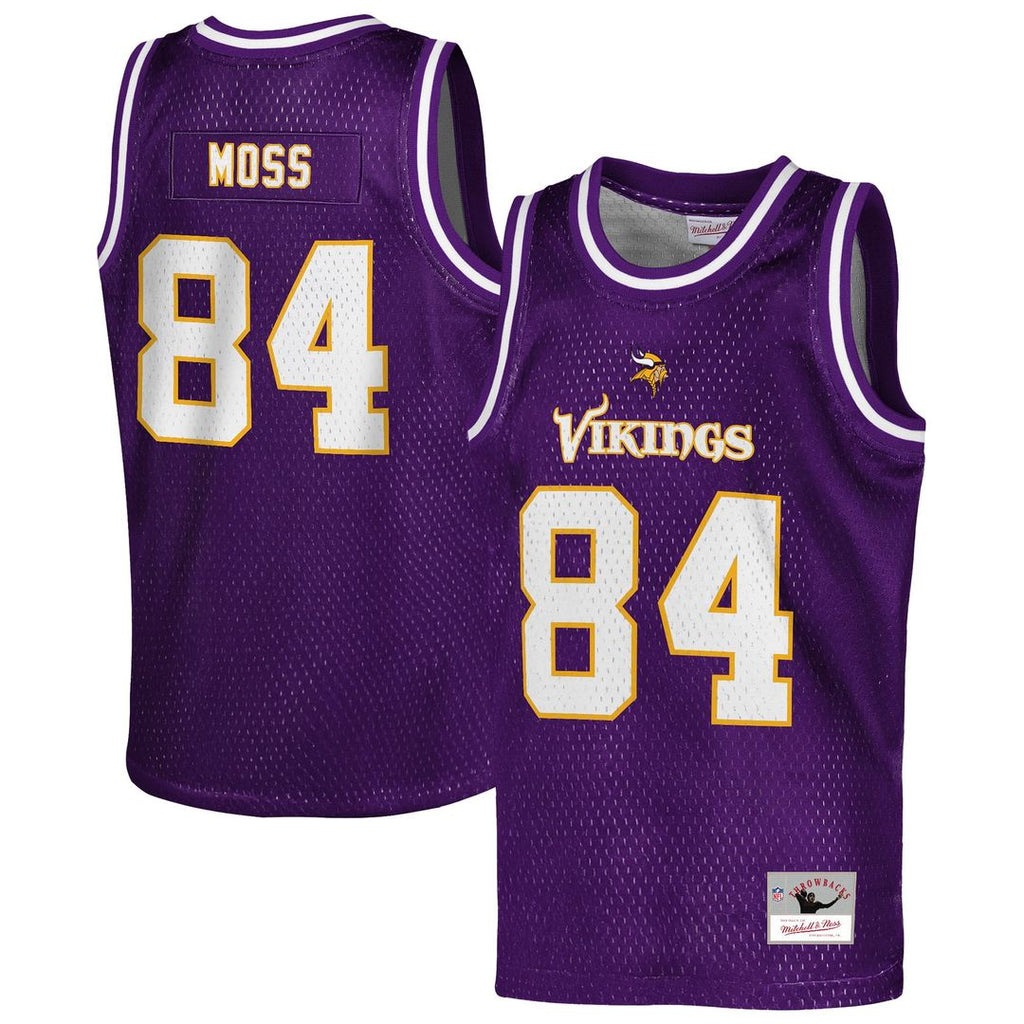 Youth Mitchell & Ness Minnesota Vikings Randy Moss Purple Retired Player NFL Basketball Fashion NFL Jersey