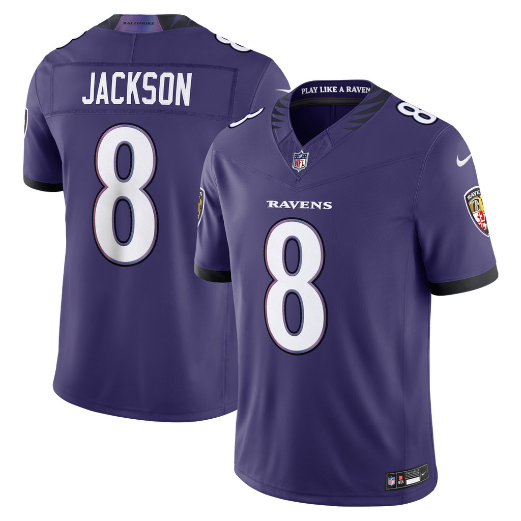 Men's Nike Baltimore Ravens Lamar Jackson Purple Vapor F.U.S.E. Stitched Limited NFL Jersey