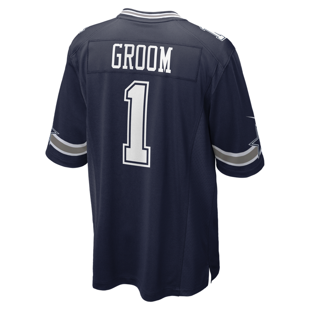 Men's Nike Dallas Cowboys Number 1 Groom Navy Game NFL Jersey