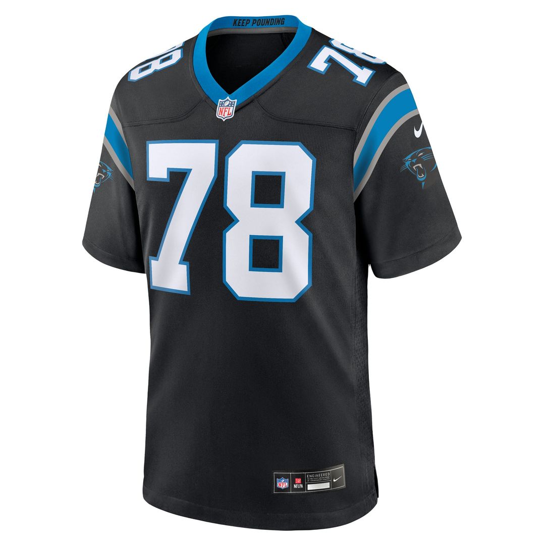 Men's Nike Carolina Panthers Popo Aumavae Black Team Game NFL Jersey