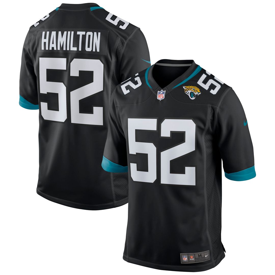 Men's Nike Jacksonville Jaguars DaVon Hamilton Black Game NFL Jersey