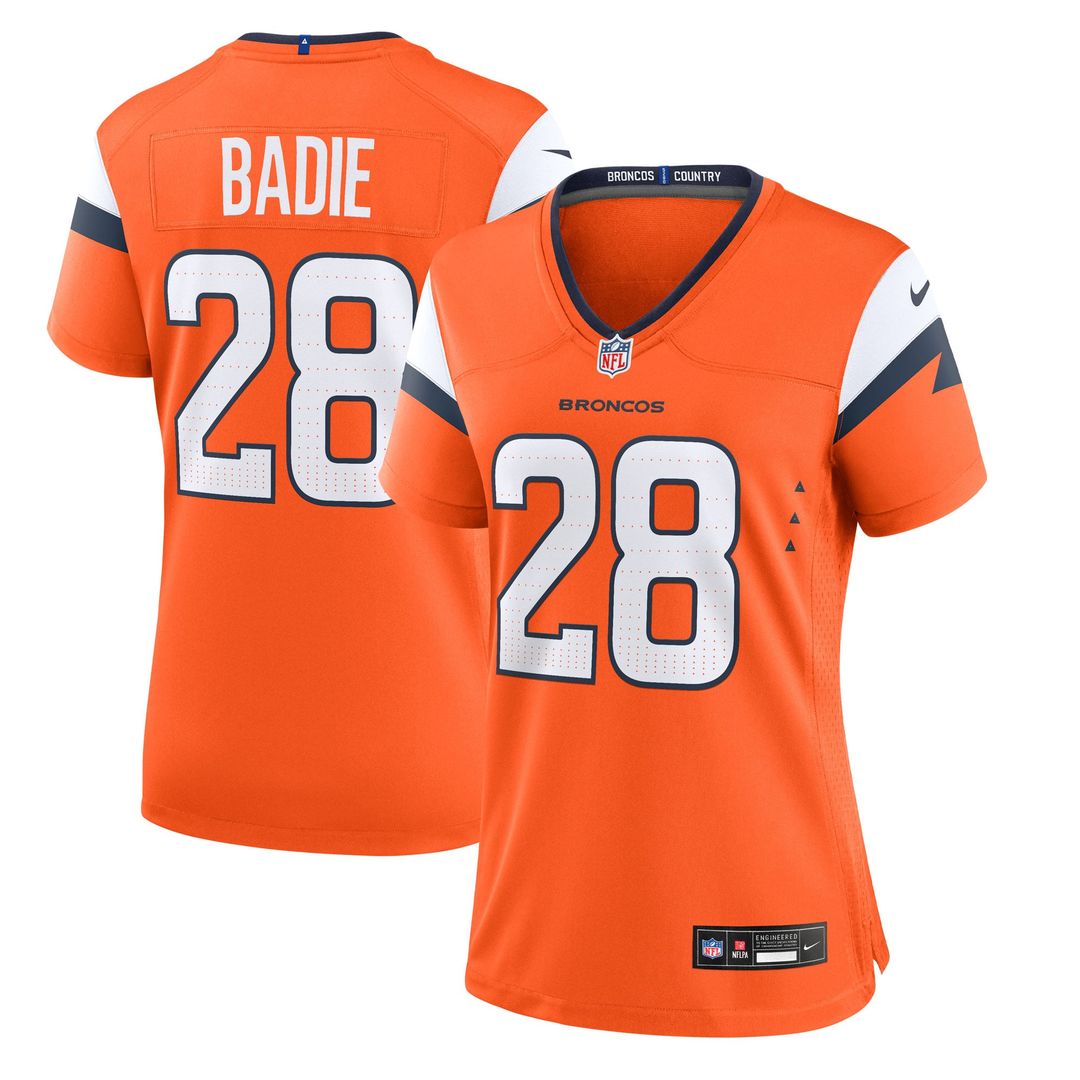 Women's Nike Denver Broncos Tyler Badie Orange Team Game NFL Jersey